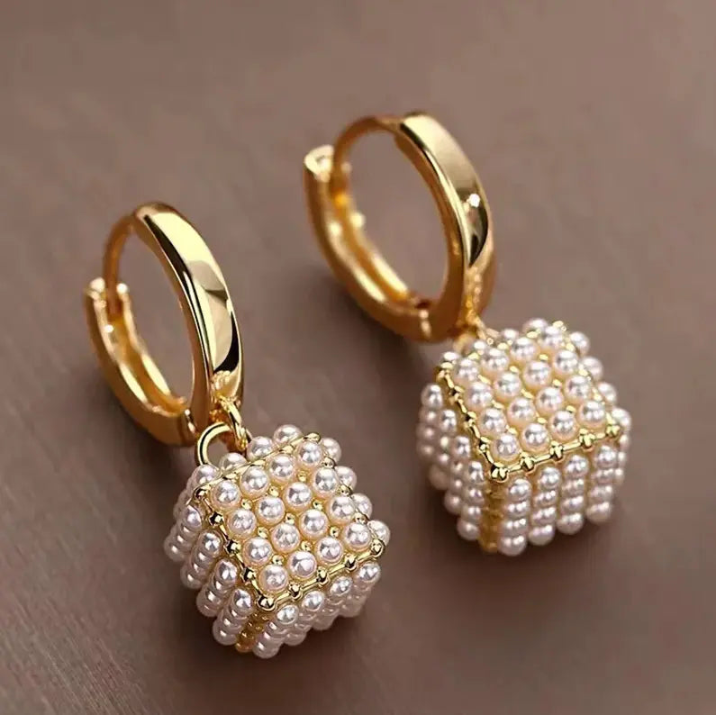 Chic Cubic Pearl Earrings