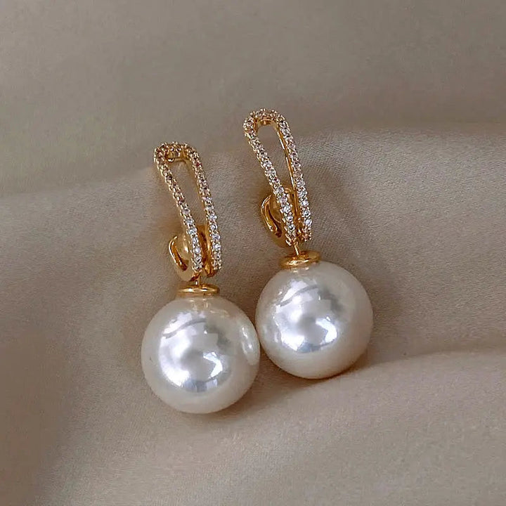 Chic Pearl Earrings with Zirconia Accents