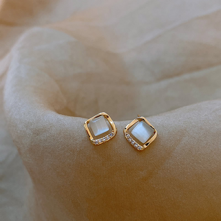 Elegant Golden Moon Crystal Earrings