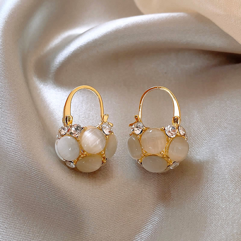 Golden Crystal Pearl Earrings