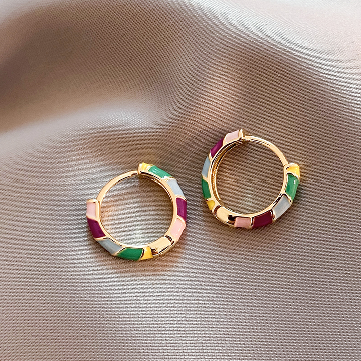 Chic Enamel Gold Earrings
