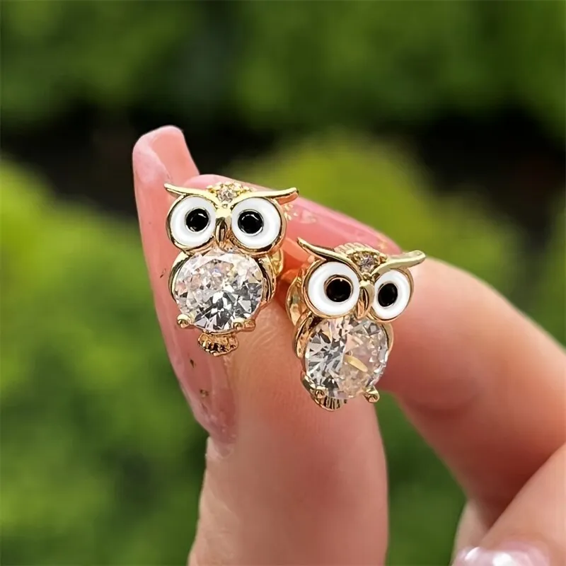 Crystal Vintage Owl Earrings