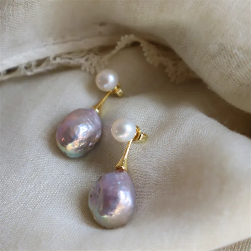 Chic Lilac Pearl Earrings