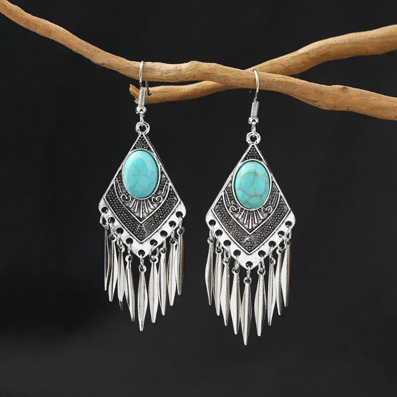 Retro Turquoise Drop Earrings