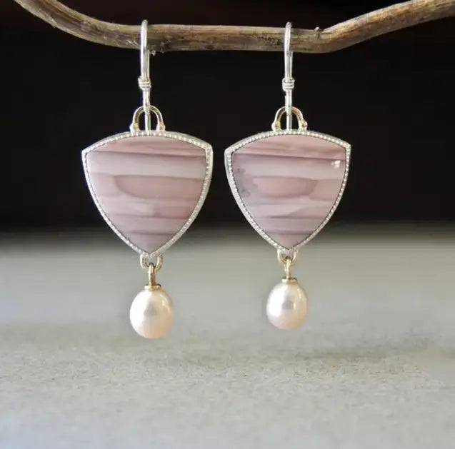 Vintage Pink Stone and Pearl Earrings