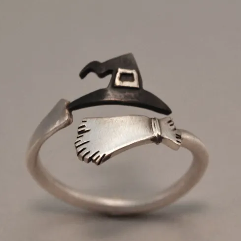 Adjustable Fine Silver Witch Hat Ring