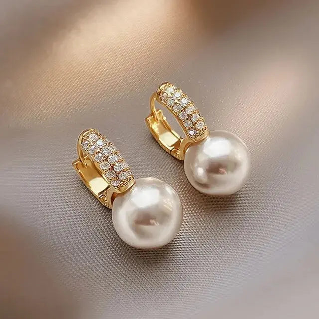 Gemstone-Accented Pearl Earrings