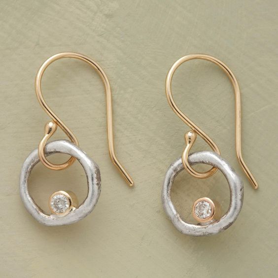 Gold and Silver Vintage Zirconia Earrings
