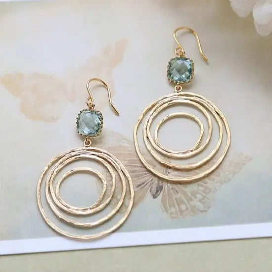 Gold Spiral Vintage Earrings with Zirconia