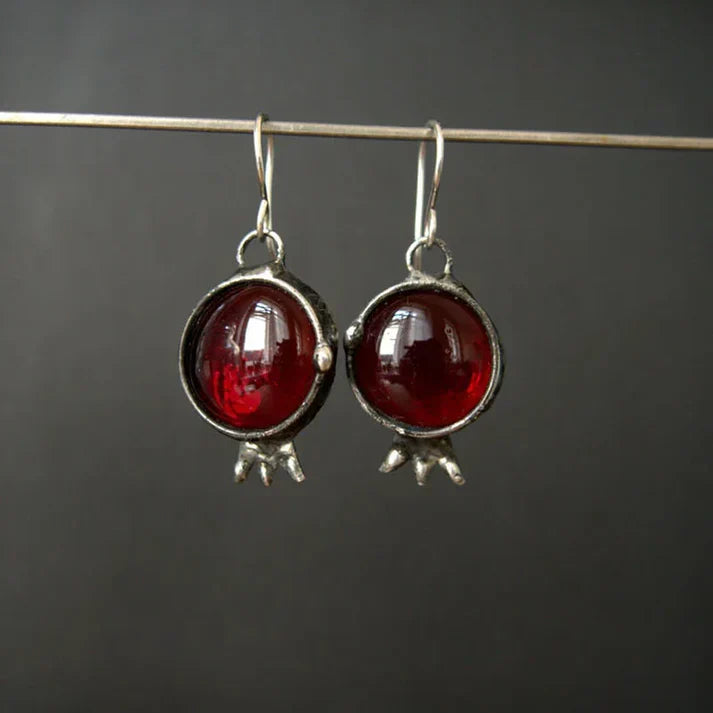 Vintage Red Crystal Stud Earrings