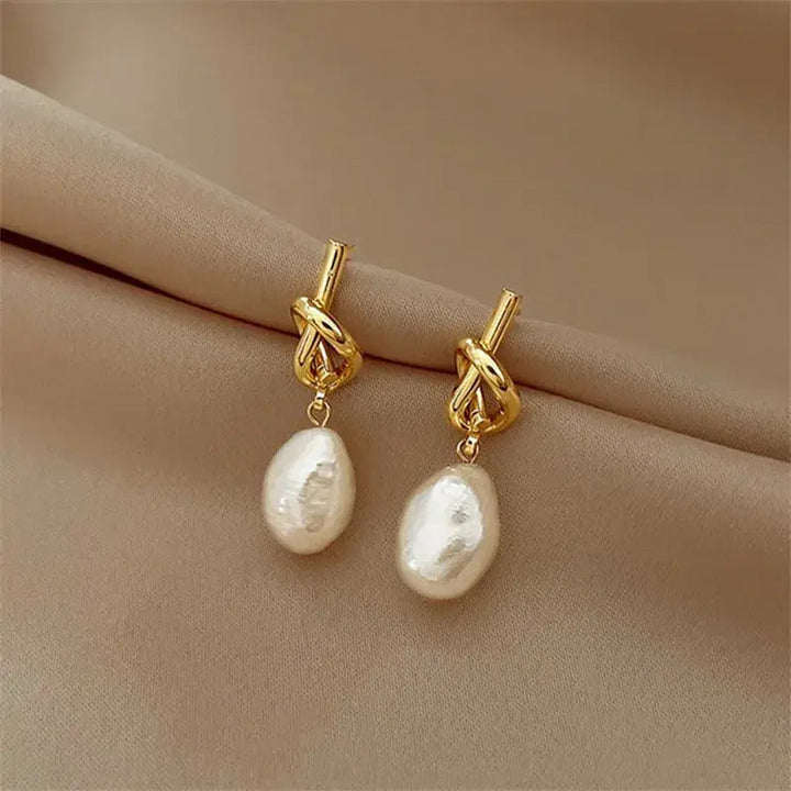 Gold Baroque Pearl Earrings