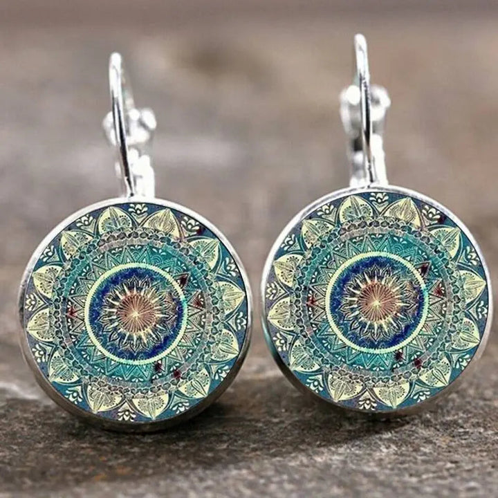 Retro Round Mandala Earrings