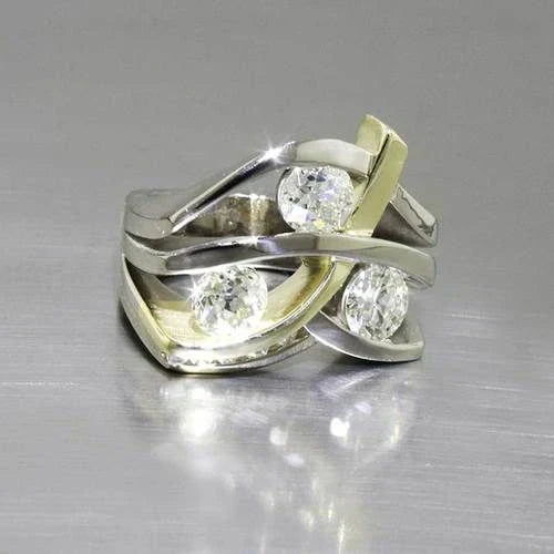 Vintage Gold & Silver Zirconia Ring