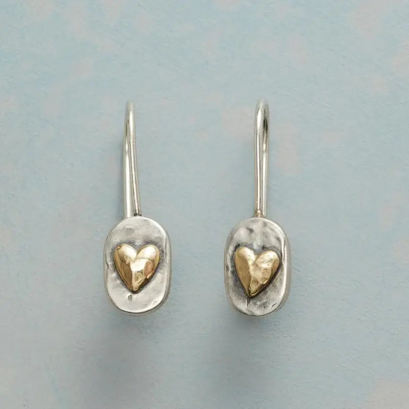 Vintage Silver Heart-Shaped Golden Earrings