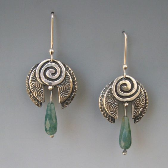 Vintage Green Stone Drop Earrings