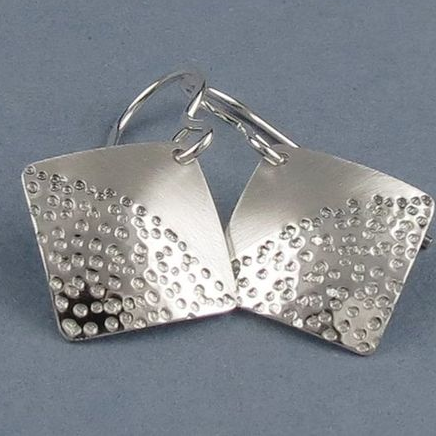 Silver-Plated Vintage Square Earrings