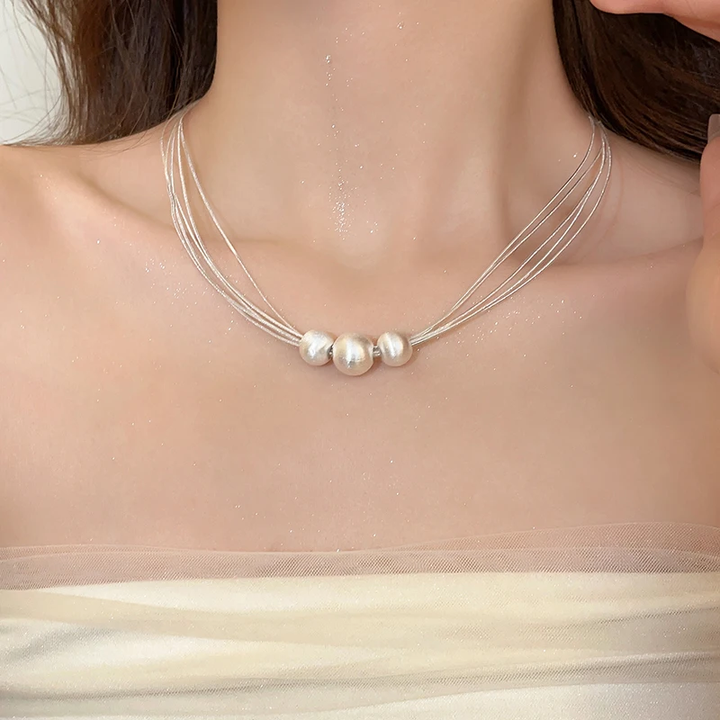 Chic Layered White Pearl Necklace