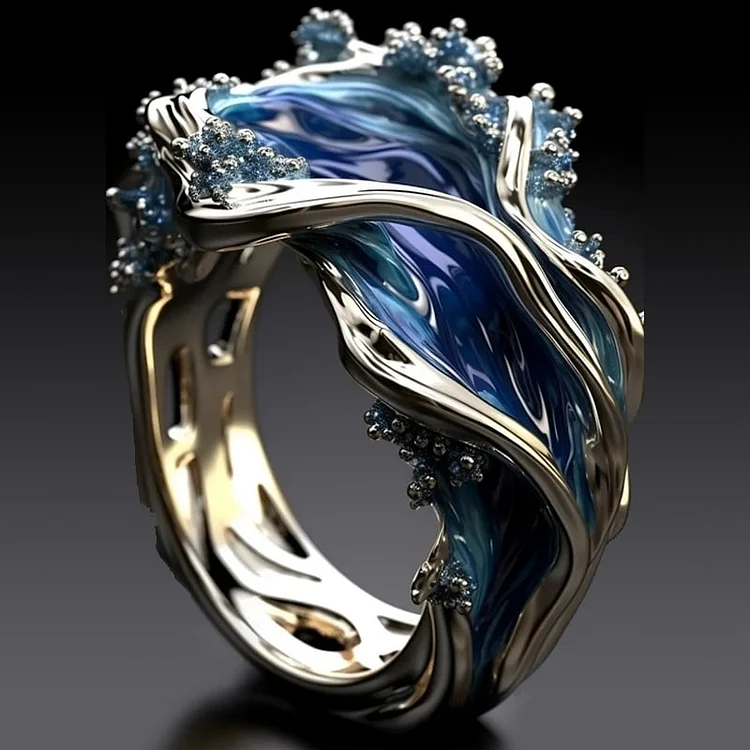 Retro Gold Wave Ring
