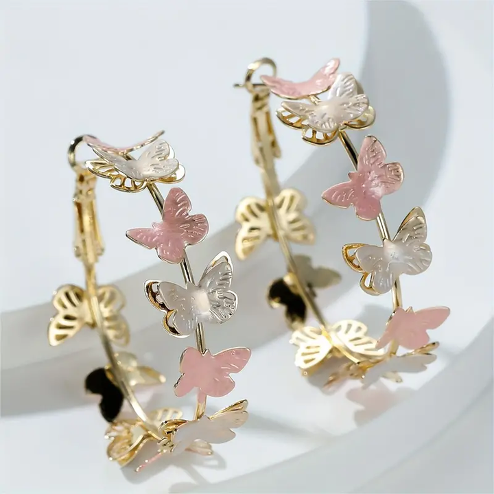 Retro Butterfly Hoop Earrings