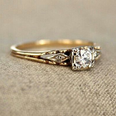 Vintage Gold Ring with Cubic Zirconia