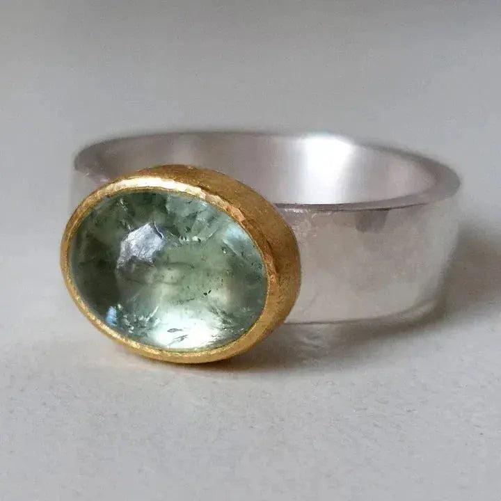 Vintage Green Round Stone Ring