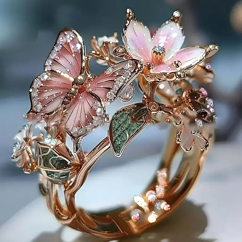 Radiant Butterfly Ring with Zirconia
