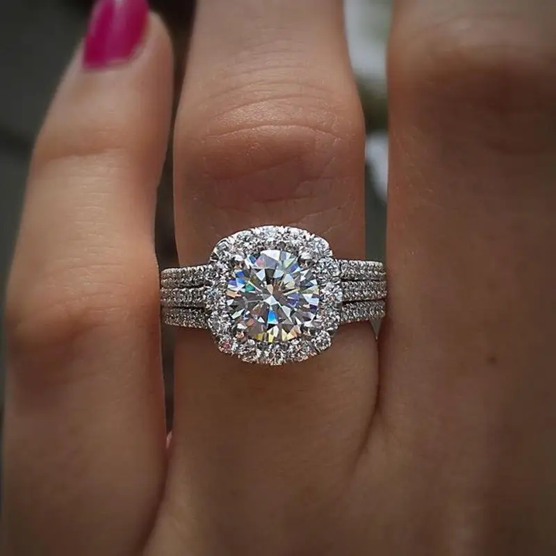 Diamond-Studded Silver Ring