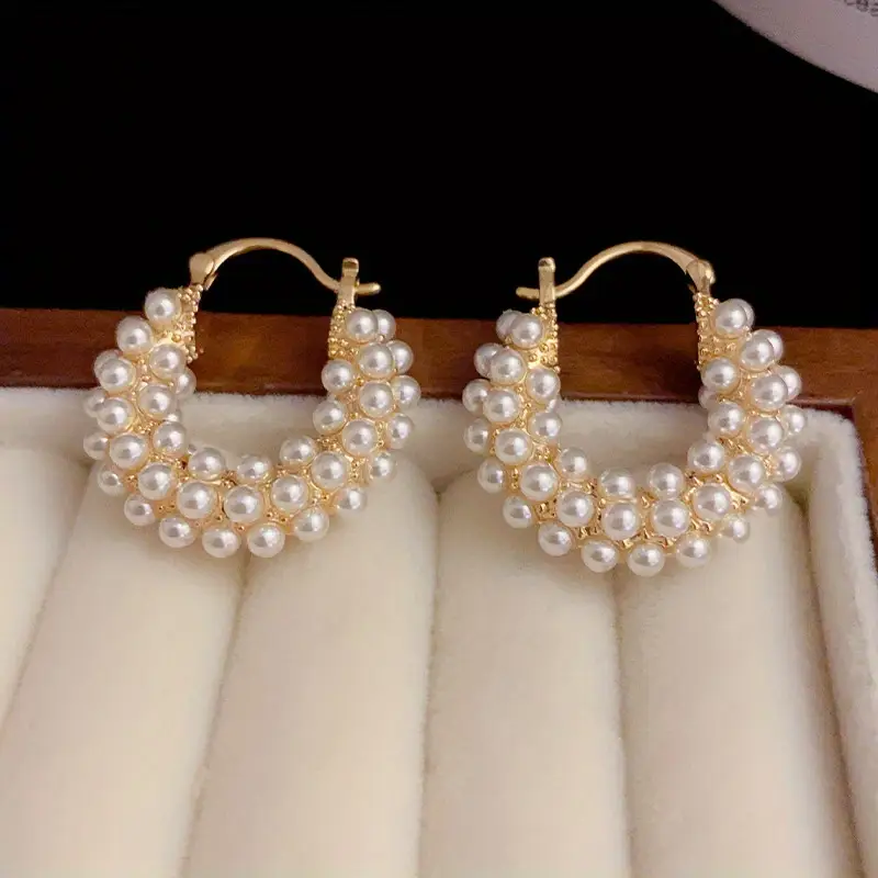 Pearl-Accented Gold Earrings