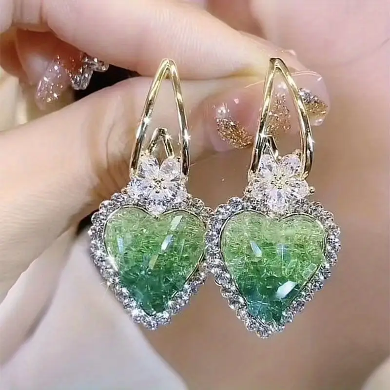 Vibrant Green Heart Earrings