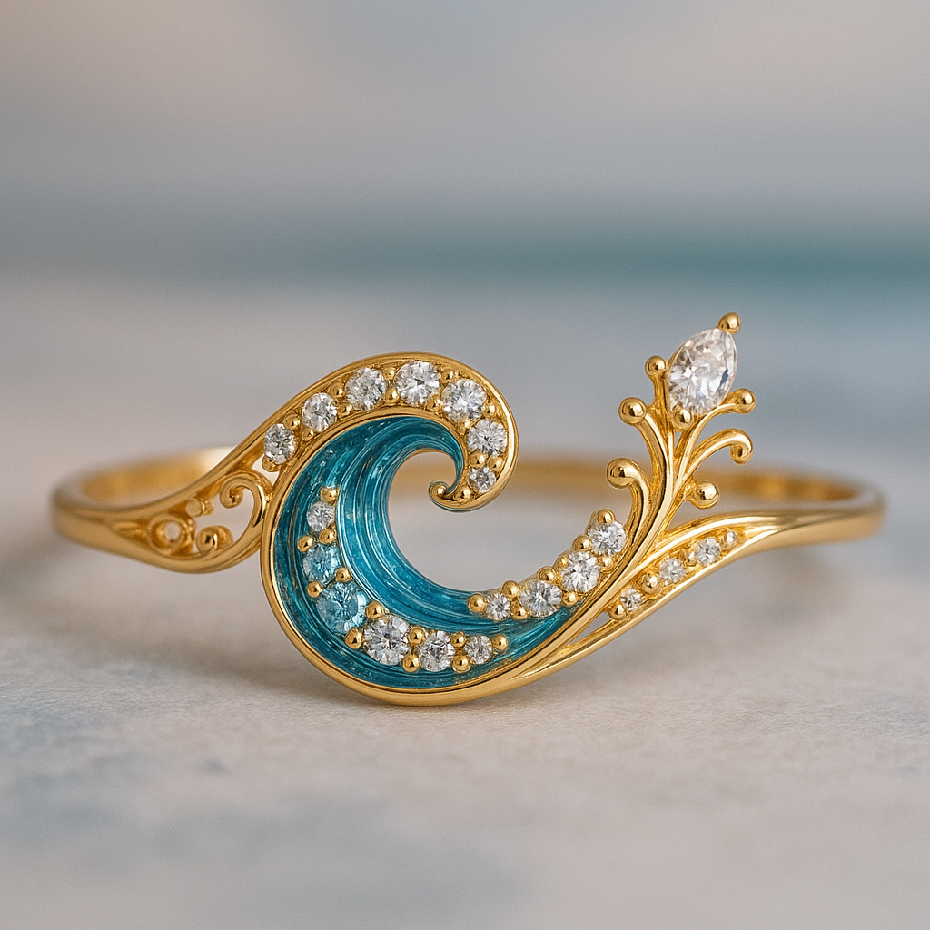 Sparkling Ocean Wave Ring