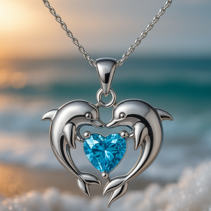 Double Silver-Plated Dolphin Love Collar