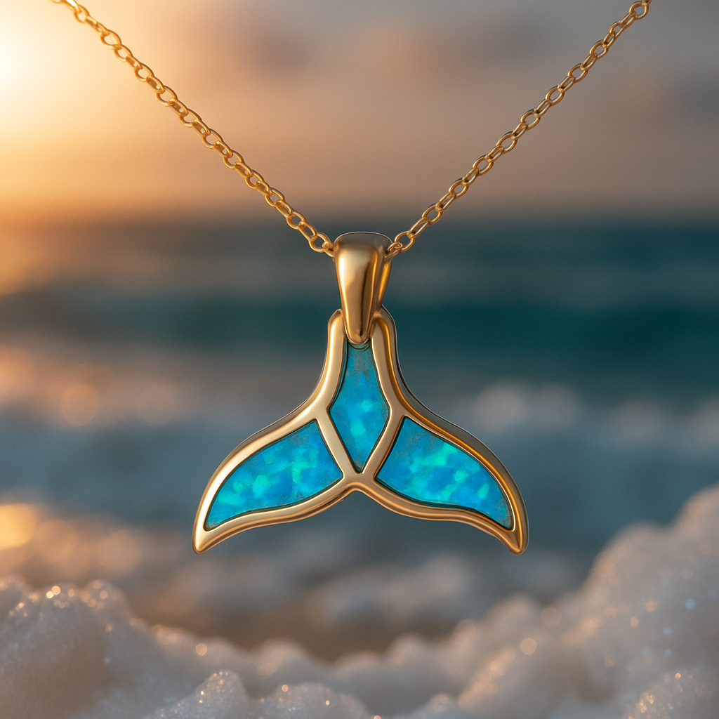 Dolphin Tail Gold Ring with Blue Opal