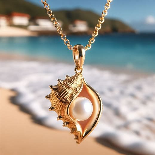 Gold Shell Pearl Necklace" can be rewritten as "Elegant Gold Shell Pearl Necklace.