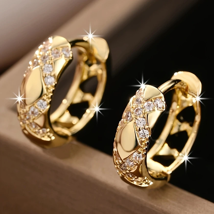 Shiny Gold Openwork Hoop Earrings