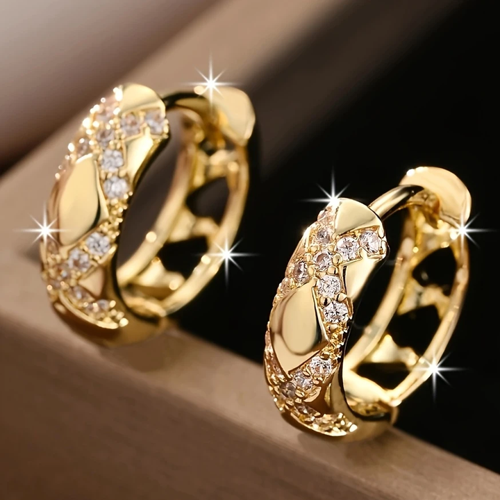 Shiny Gold Openwork Hoop Earrings