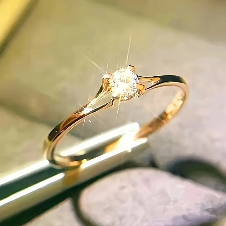 White Elegance Ring with Gold Accents