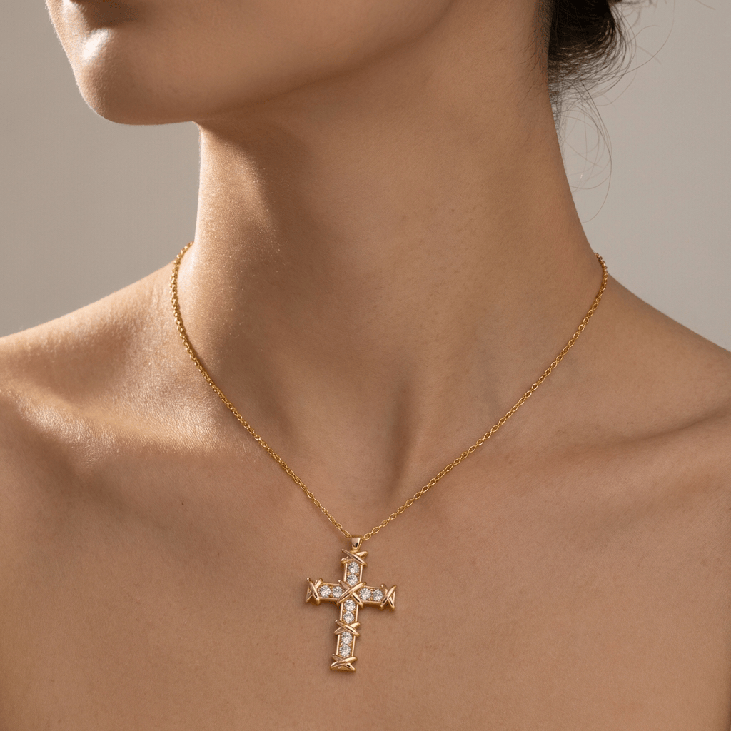 Zircon Diamond Cross Necklace