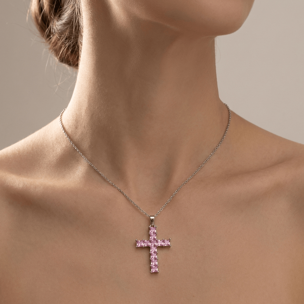 Vibrant Diamond Cross Necklace