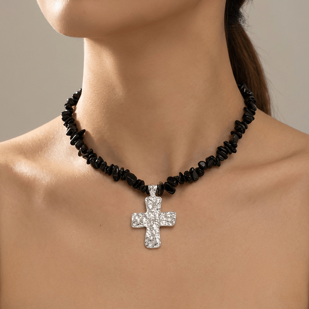 Natural Stone Cross Pendants