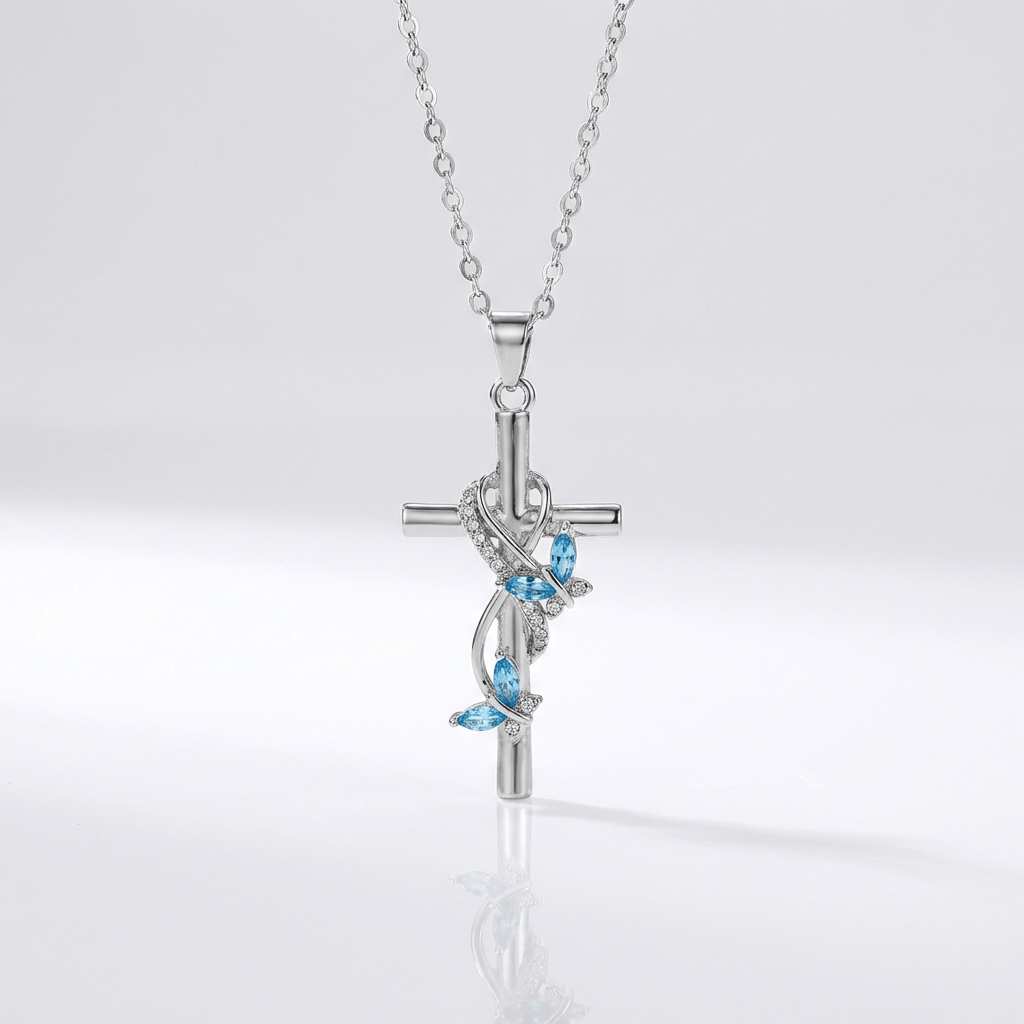 Elegant Butterfly Cross Necklace