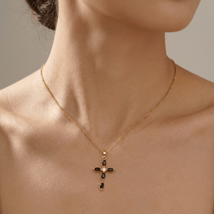 Vibrant Zirconia Cross Necklace