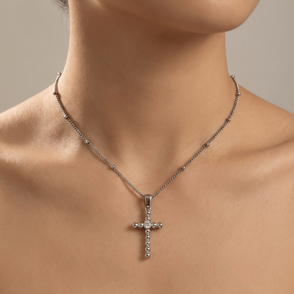Vintage Bubble Cross Necklace