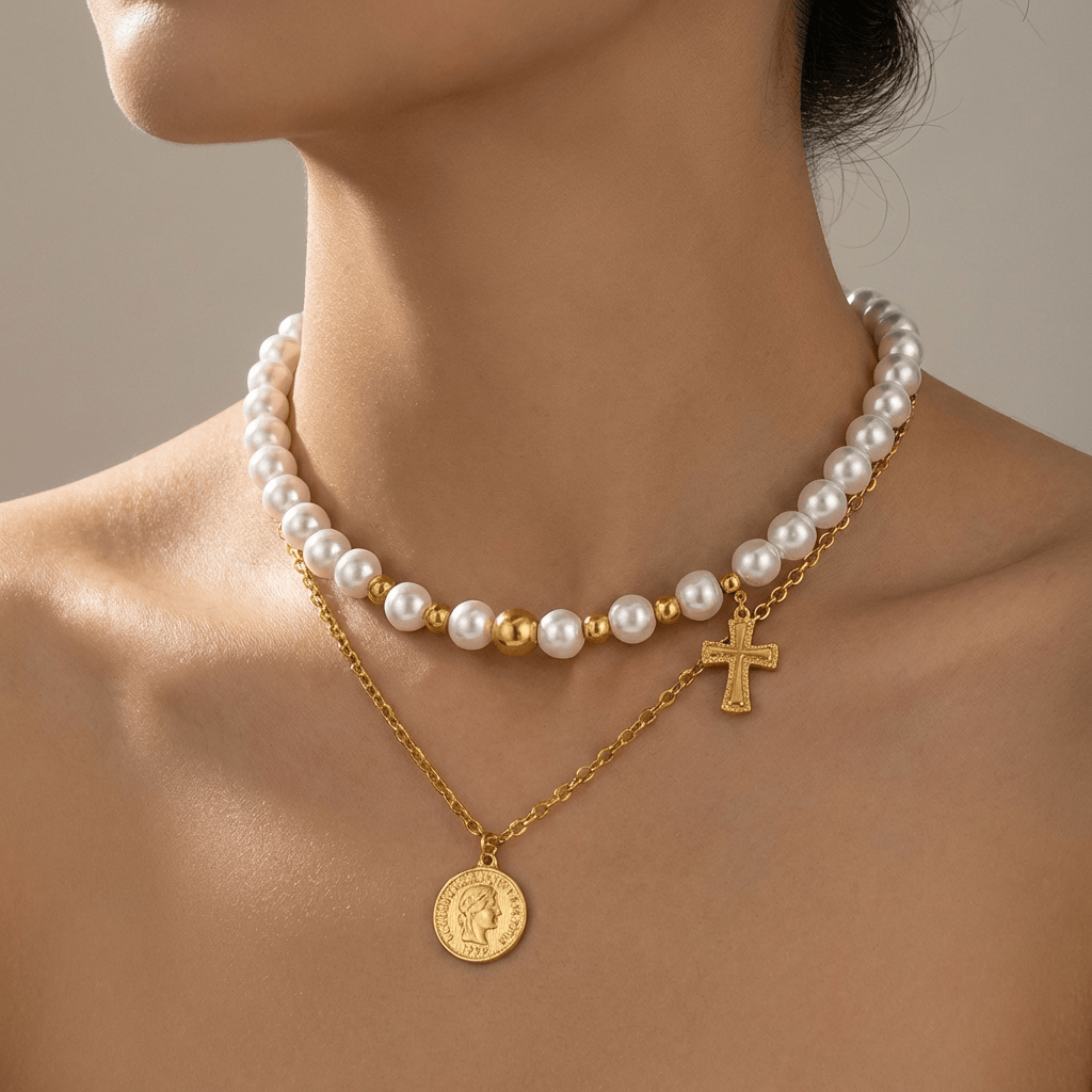 Pearl-Embellished Cap Collar