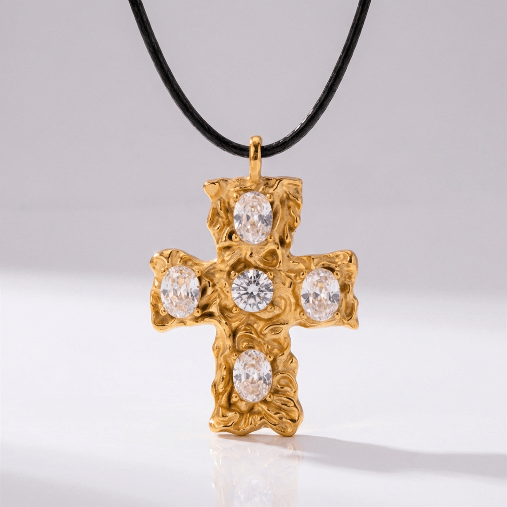 Black Stone Cross Choker