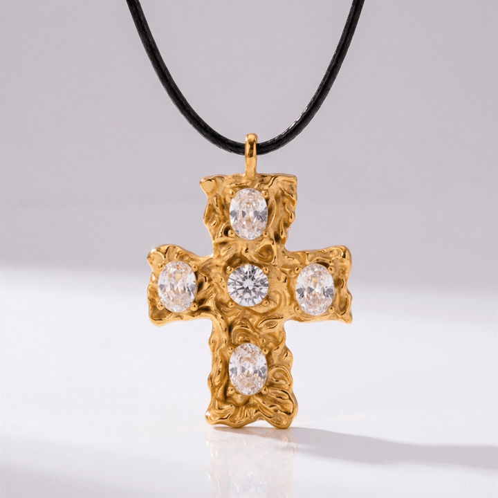 Black Stone Cross Choker