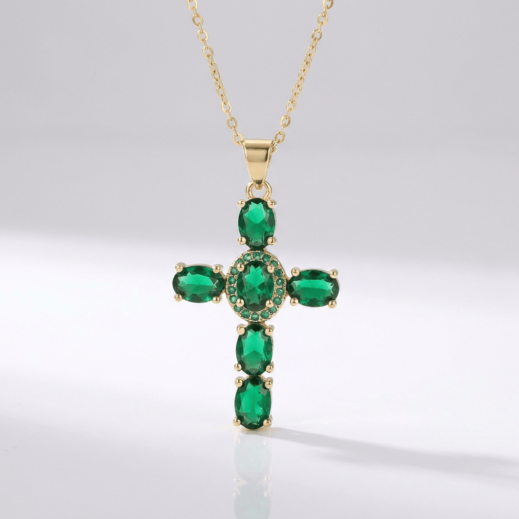 Colorful Gemstone Cross Necklaces