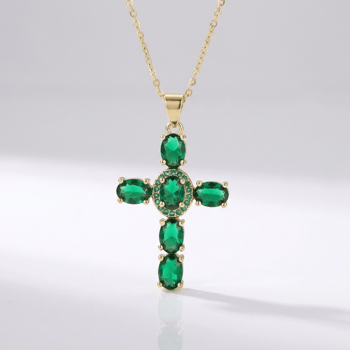 Colorful Gemstone Cross Necklaces