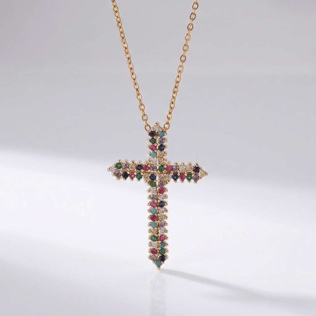 Rainbow Cross Collar with Zirconia