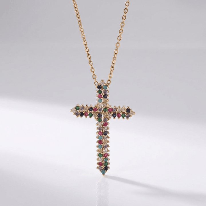Rainbow Cross Collar with Zirconia