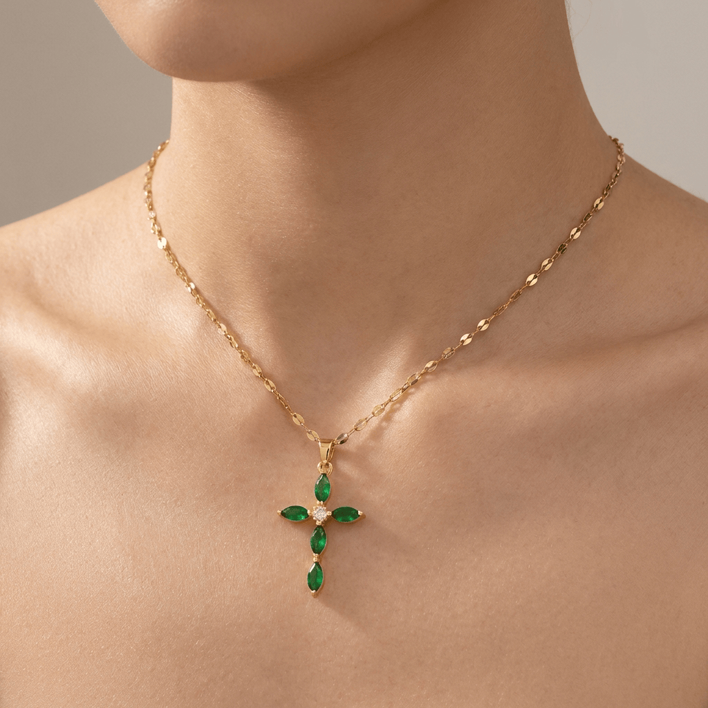 Vibrant Zircon Cross Necklaces